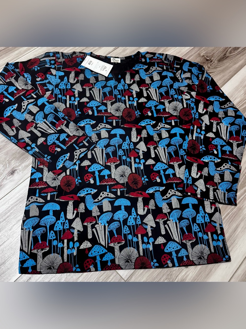 Unisex Rhea Mushroom Print Long Sleeve Top